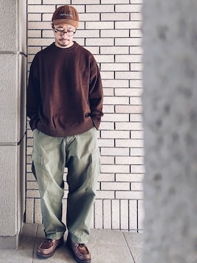 「アイテム（モカシン/デッキシューズ）」を使った、hiromeganeさん（メンズ・165cm）の秋コーディネート