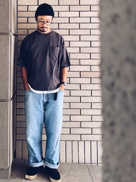 「アイテム（パンツ）」を使った、hiromeganeさん（メンズ・165cm）の秋コーディネート