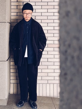 「アイテム（ニットキャップ/ビーニー）」を使った、hiromeganeさん（メンズ・165cm・40代）の冬コーディネート