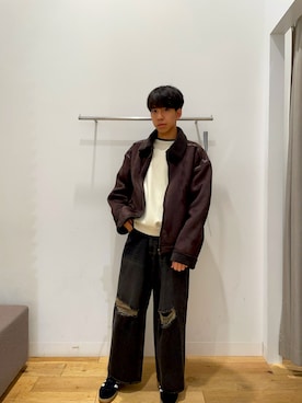 「大学生」｜「アイテム（ブルゾン）」を使った、とーごさん（メンズ・178cm）の冬コーディネート