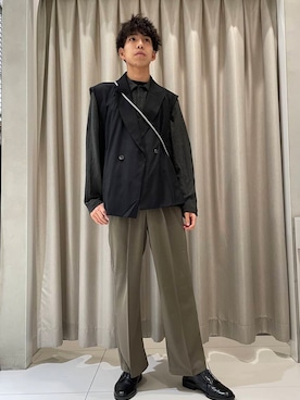 「スラックス」｜「アイテム（その他アウター）」を使った、とーごさん（メンズ・178cm）の夏コーディネート