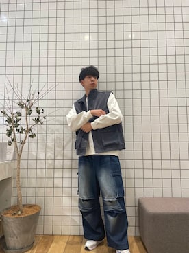 「アイテム（ベスト）」を使った、とーごさん（メンズ・178cm）の春コーディネート