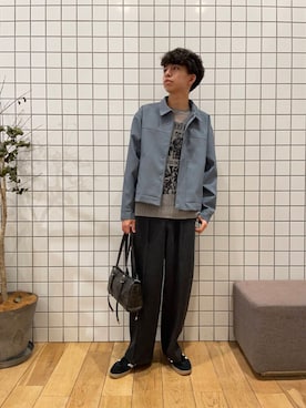 「アイテム（ボストンバッグ）」を使った、とーごさん（メンズ・178cm）の冬コーディネート