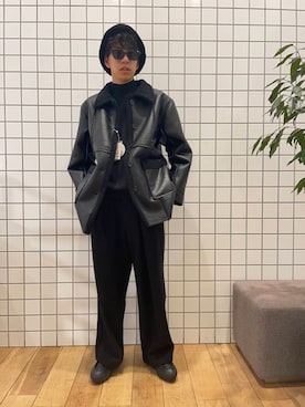 「レザージャケット」｜とーごさん（メンズ・178cm）の冬コーディネート