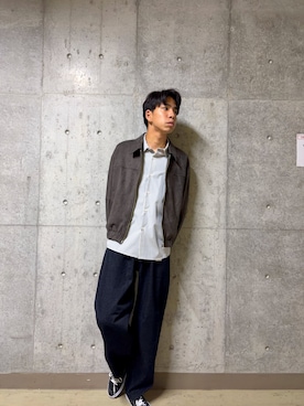 「SENSE OF PLACE by URBAN RESEARCH(センスオブプレイスバイアーバンリサーチ)のF/S ZIPスタンドブルゾン(ブルゾン、グレー系)」を使った、とーごさん(メンズ・178cm)の秋コーディネート