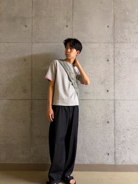 「SENSE OF PLACE by URBAN RESEARCH(センスオブプレイスバイアーバンリサーチ)のTAION ミリタリーバナナショルダーダウンバッグM(ショルダーバッグ、グリーン系)」を使った、とーごさん(メンズ・178cm)の春コーディネート
