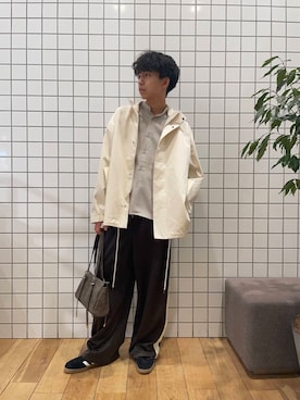 「SENSE OF PLACE by URBAN RESEARCH（センスオブプレイスバイアーバンリサーチ）のFLスクエアボストンバッグ（ボストンバッグ）」を使った、とーごさん（メンズ・178cm）の冬コーディネート