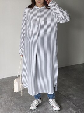 「春ワンピ」｜「アイテム（シャツワンピース）」を使った、Riberry_officialさん（レディース・158cm）の春コーディネート