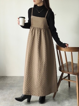 「ブラウンワンピース」｜Riberry_officialさん（レディース・158cm）の冬コーディネート