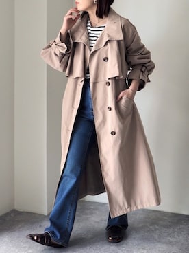 「いまどきジャケット写真」｜「アイテム（トレンチコート）」を使った、Riberry_officialさん（レディース・158cm）の春コーディネート