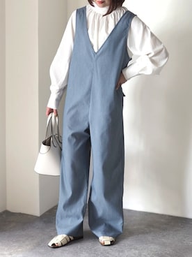 「水色」｜「アイテム（オールインワン・サロペット）」を使った、Riberry_officialさん（レディース・158cm）の春コーディネート