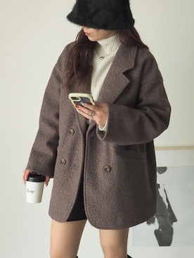 「アイテム（帽子）」を使った、Riberry_officialさん（レディース・158cm）の冬コーディネート