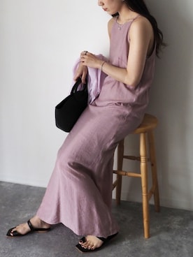 「ピンクシャツ」｜「アイテム（ワンピース/ドレス）」を使った、Riberry_officialさん（レディース・158cm）の夏コーディネート
