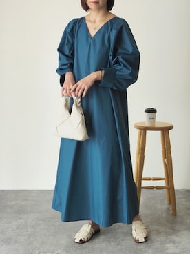 「ブルーワンピース」｜「アイテム（ワンピース/ドレス）」を使った、Riberry_officialさん（レディース・158cm）の春コーディネート