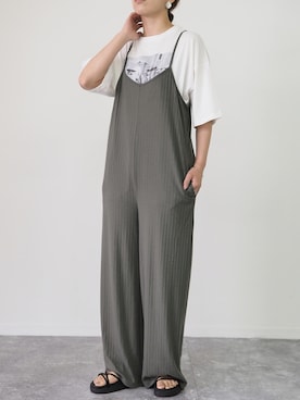 「黒サンダル」｜「アイテム（オールインワン・サロペット）」を使った、Riberry_officialさん（レディース・158cm）の夏コーディネート