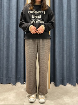「Samansa Mos2 blue」｜「アイテム（スウェット）」を使った、𝚁𝚊𝚒𝚖𝚞 さん（レディース・163cm）の秋コーディネート