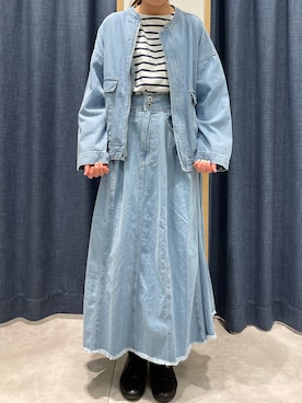 「Samansa Mos2 blue」｜「アイテム（デニムジャケット）」を使った、𝚁𝚊𝚒𝚖𝚞 さん（レディース・163cm）の春コーディネート