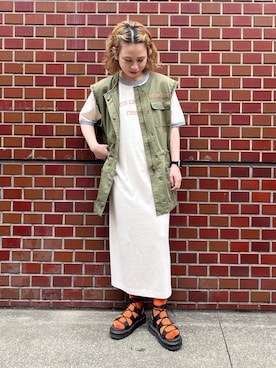 「ベスト×Tシャツ」｜「アイテム（ジャケット/アウター）」を使った、yns628さん（レディース・158cm）の夏コーディネート