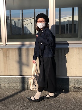 「シアタープロダクツ(THEATRE PRODUCTS)」｜「アイテム（デニムジャケット）」を使った、yns628さん（レディース・158cm）の冬コーディネート