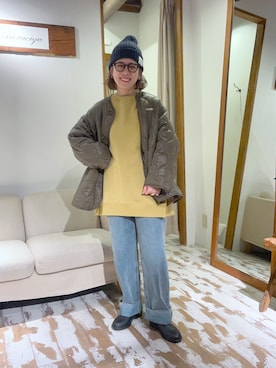 「カーキアウター」｜「アイテム（その他アウター）」を使った、yns628さん（レディース・158cm）の秋コーディネート