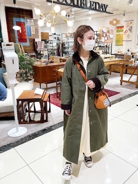 「カーキアウター」｜「アイテム（その他アウター）」を使った、yns628さん（レディース・158cm）の秋コーディネート