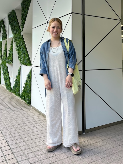 セール】メッシュクロス刺繍サロペット（サロペット
