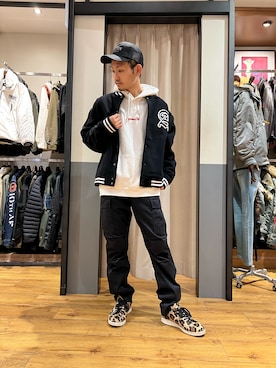 「ミリタリーコーデ」｜「アイテム（スタジャン）」を使った、生田智義さん（メンズ・174cm）の秋コーディネート