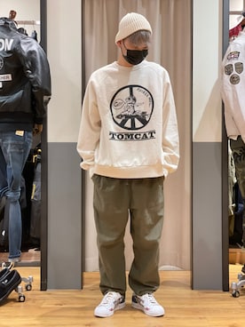 「AVIREX（アヴィレックス）のリラックス イージーパンツ/RELAX EASY PANTS/アヴィレックス/AVIREX（その他パンツ）」を使った、生田智義さん（メンズ・174cm）の夏コーディネート