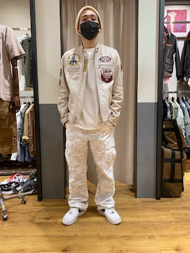 「ワッペン」｜「アイテム（ライダースジャケット）」を使った、生田智義さん（メンズ・174cm）の夏コーディネート