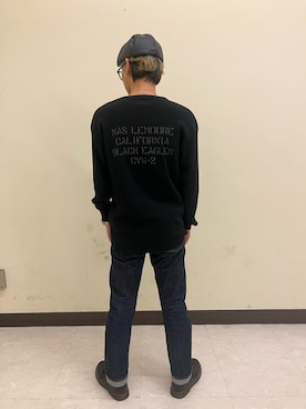 「ミリタリーコーデ」｜「アイテム（ハンチング/ベレー帽）」を使った、生田智義さん（メンズ・174cm）の春コーディネート