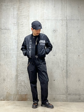 「AVIREX（アヴィレックス）のアイテム（ハンチング/ベレー帽）」を使った、生田智義さん（メンズ・174cm）の秋コーディネート