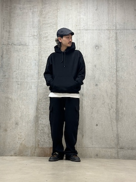 「AVIREX（アヴィレックス）のアイテム（ハンチング/ベレー帽）」を使った、生田智義さん（メンズ・174cm）の冬コーディネート