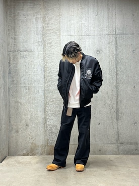 「ミリタリーコーデ」｜「アイテム（MA-1）」を使った、生田智義さん（メンズ・174cm）の秋コーディネート