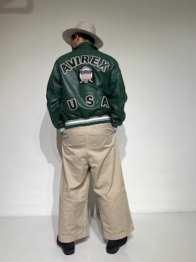 「ミリタリーコーデ」｜「アイテム（スタジャン）」を使った、生田智義さん（メンズ・174cm）の秋コーディネート