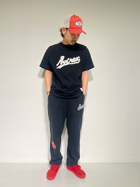 「ミリタリーコーデ」｜「アイテム（スウェットパンツ）」を使った、生田智義さん（メンズ・174cm）の春コーディネート