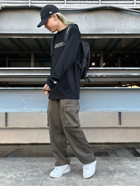「Yohji Yamamoto（ヨウジヤマモト）のアイテム（バッグ）」を使った、湯原健太さん（メンズ・178cm）の秋コーディネート