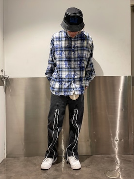 「KaneZ（ケインズ）のアイテム（帽子）」を使った、湯原健太さん（メンズ・178cm）の秋コーディネート