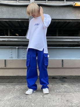 「A4A（エーフォーエー）のA4A/エーフォーエー/id/A4A（Tシャツ/カットソー、ホワイト系）」を使った、湯原健太さん（メンズ・178cm）の夏コーディネート