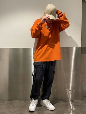 「KaneZ（ケインズ）のアイテム（キャップ）」を使った、湯原健太さん（メンズ・178cm）の秋コーディネート