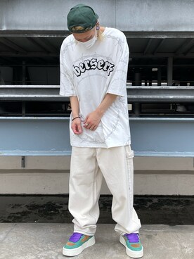 「KaneZ（ケインズ）のアイテム（キャップ）」を使った、湯原健太さん（メンズ・178cm）の夏コーディネート