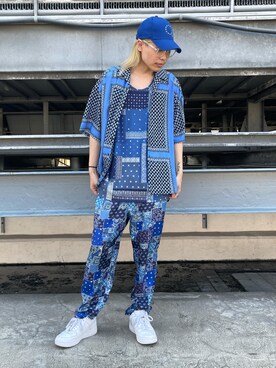 「KaneZ（ケインズ）のアイテム（キャップ）」を使った、湯原健太さん（メンズ・178cm）の夏コーディネート