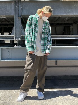 「A4A（エーフォーエー）のA4A/エーフォーエー/40s強撚糸ラウンドTシャツ（Tシャツ/カットソー）」を使った、湯原健太さん（メンズ・178cm）の夏コーディネート