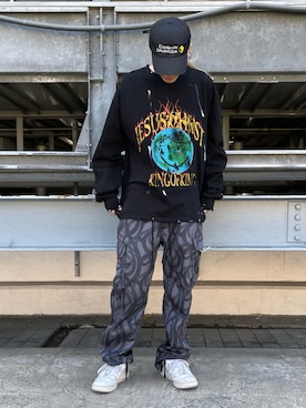 「KaneZ（ケインズ）のアイテム（キャップ）」を使った、湯原健太さん（メンズ・178cm）の夏コーディネート