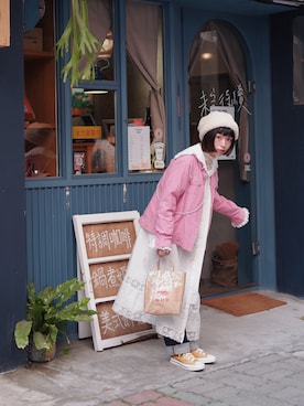 Olivia Lanさん（レディース・158cm）の冬コーディネート