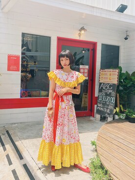 「アイテム（ワンピース、その他）」を使った、Olivia Lanさん（レディース・158cm）の夏コーディネート