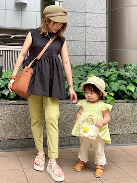 「ぺプラムトップス」｜「アイテム（キャスケット）」を使った、shiiiihochanさん（レディース・151cm）の夏コーディネート