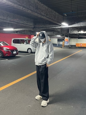 「WOOALONG（ウアロン）のアイテム（帽子）」を使った、ozさん（メンズ・172cm）の冬コーディネート