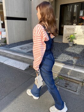 「one after another NICE CLAUP（ワンアフターアナザーナイスクラップ）のアイテム（オールインワン・サロペット）」を使った、C h i iさん（レディース・155cm）の秋コーディネート