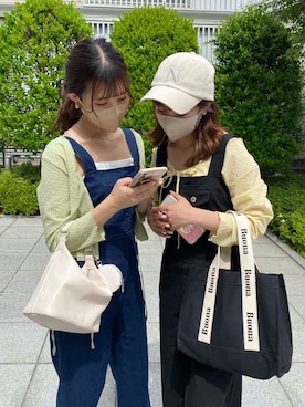 「one after another NICE CLAUP（ワンアフターアナザーナイスクラップ）のアイテム（オールインワン・サロペット）」を使った、C h i iさん（レディース・155cm）の春コーディネート