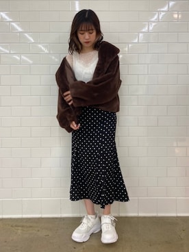 「one after another NICE CLAUP（ワンアフターアナザーナイスクラップ）のアイテム（その他アウター）」を使った、C h i iさん（レディース・155cm）の秋コーディネート